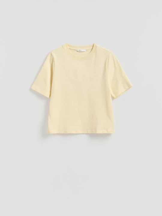 Zdjęcie produktu Reserved - T-shirt z bawełną - jasnożółty
