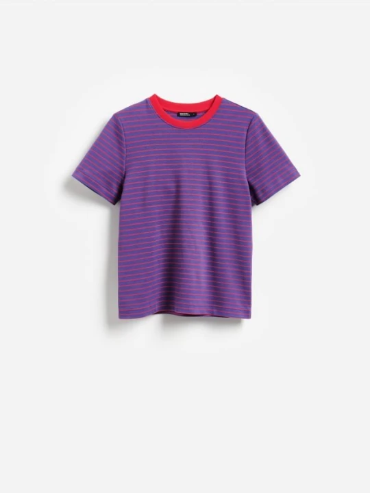 Zdjęcie produktu Reserved - T-shirt z bawełny merceryzowanej - ciemnofioletowy