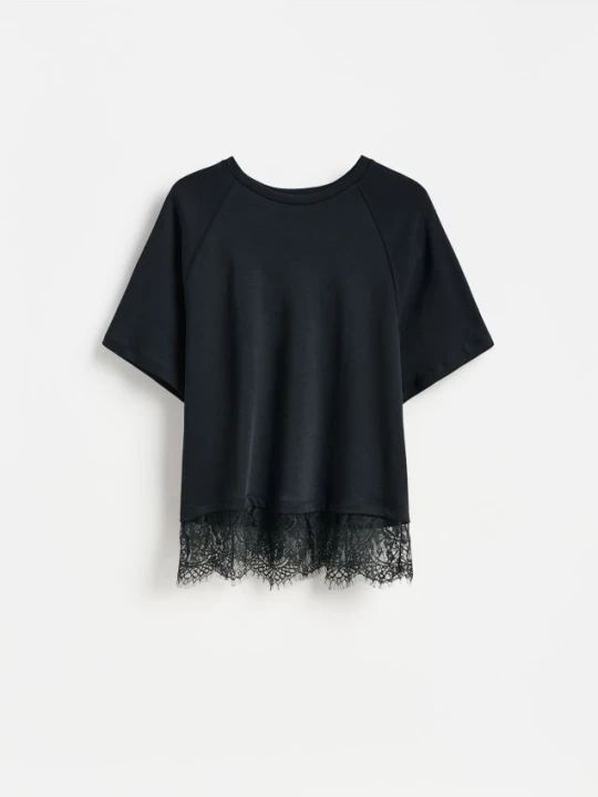 Zdjęcie produktu Reserved - T-shirt z bawełny merceryzowanej - czarny