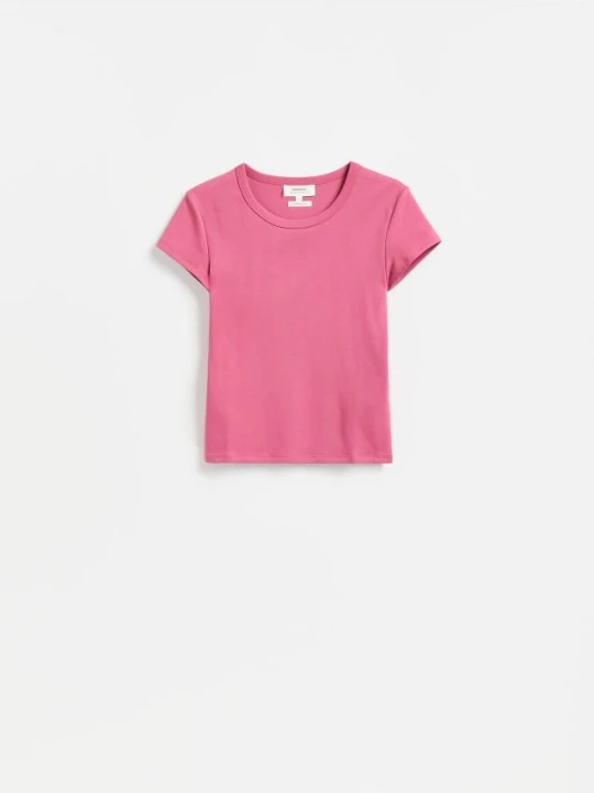 Zdjęcie produktu Reserved - T-shirt z bawełny merceryzowanej - jasnofioletowy