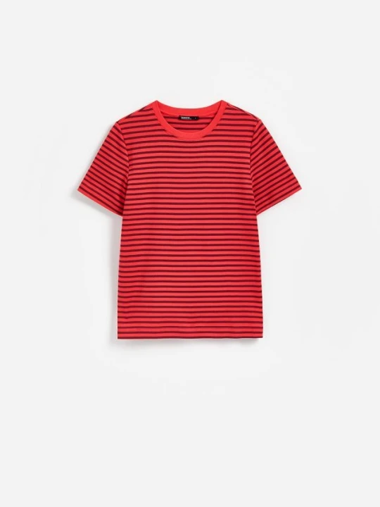 Zdjęcie produktu Reserved - T-shirt z bawełny merceryzowanej - mahoniowy