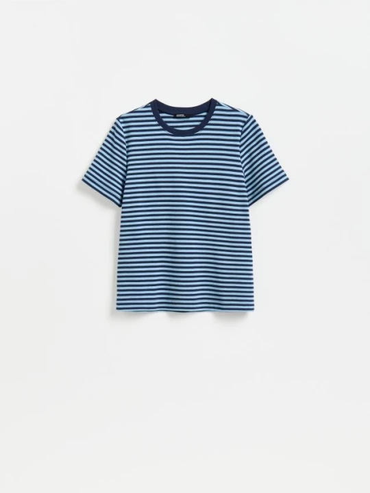 Zdjęcie produktu Reserved - T-shirt z bawełny merceryzowanej - niebieski