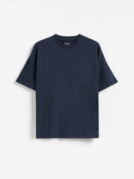 Zdjęcie produktu Reserved - T-shirt z bawełny pima - granatowy