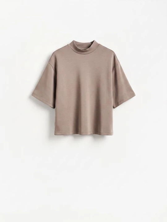 Zdjęcie produktu Reserved - T-shirt z dodatkiem modalu - brązowy