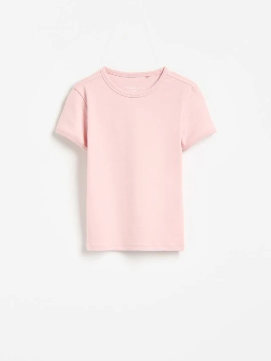 Zdjęcie produktu Reserved - T-shirt z dodatkiem modalu - brudny róż