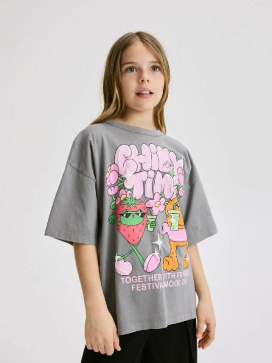 Zdjęcie produktu Reserved - T-shirt z efektem sprania - ciemnoszary