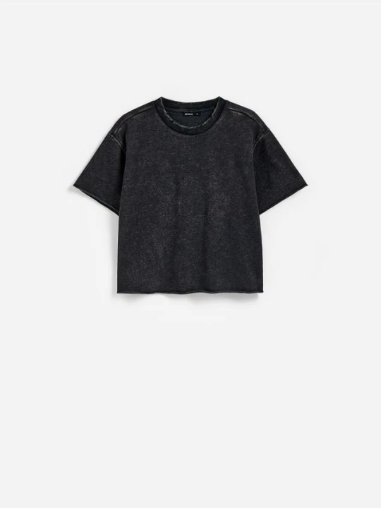 Zdjęcie produktu Reserved - T-shirt z efektem sprania - ciemnoszary