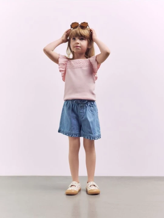 Zdjęcie produktu Reserved - T-shirt z falbankami na rękawach - pastelowy róż