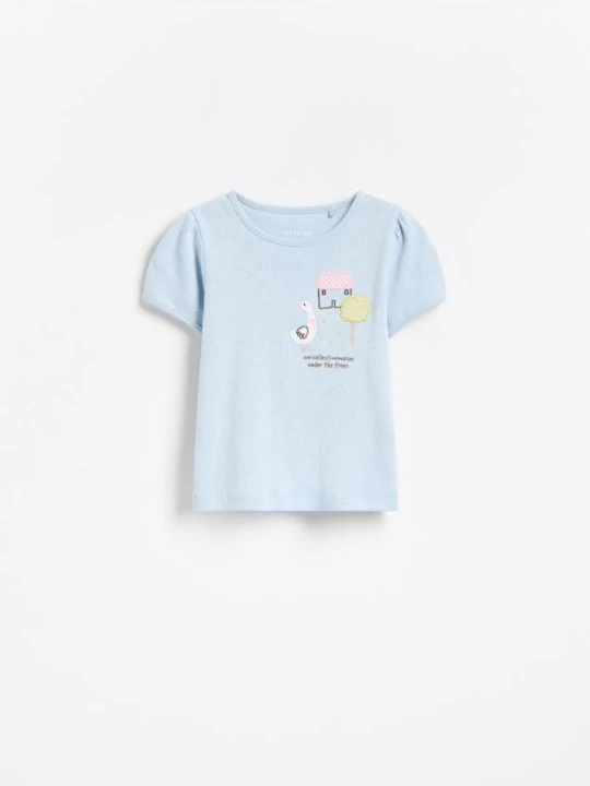 Zdjęcie produktu Reserved - T-shirt z haftem - jasnoniebieski