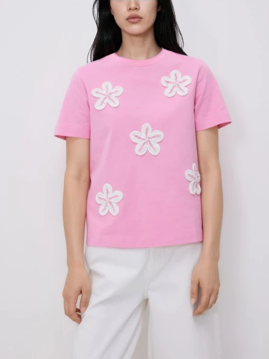 Zdjęcie produktu Reserved - T-shirt z haftem - różowy