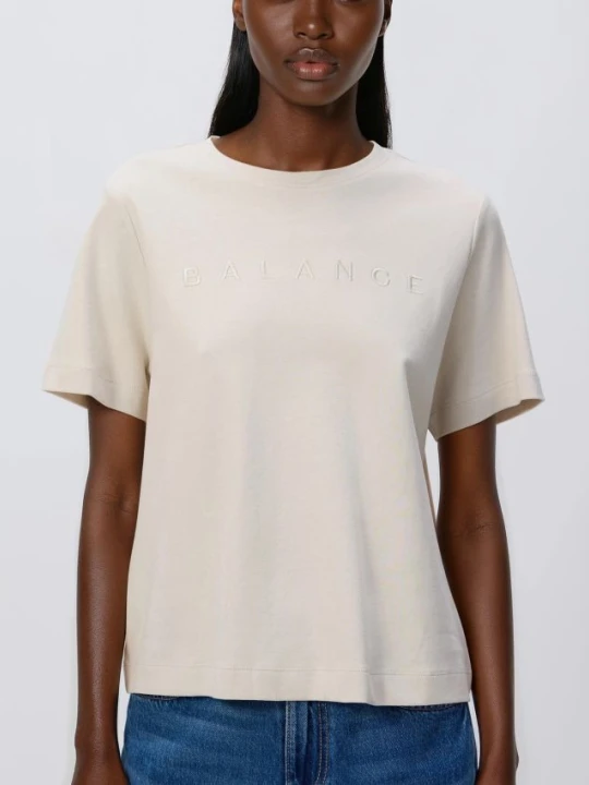 Zdjęcie produktu Reserved - T-shirt z haftowanym napisem - beżowy