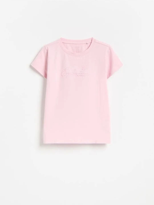 Zdjęcie produktu Reserved - T-shirt z haftowanym napisem - różowy