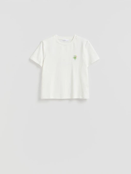 Zdjęcie produktu Reserved - T-shirt z koralikami - biały