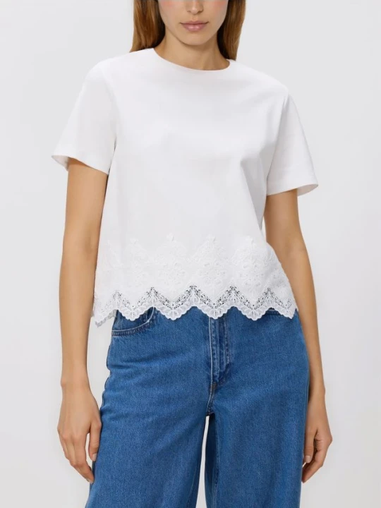 Zdjęcie produktu Reserved - T‑shirt z koronkową aplikacją - biały