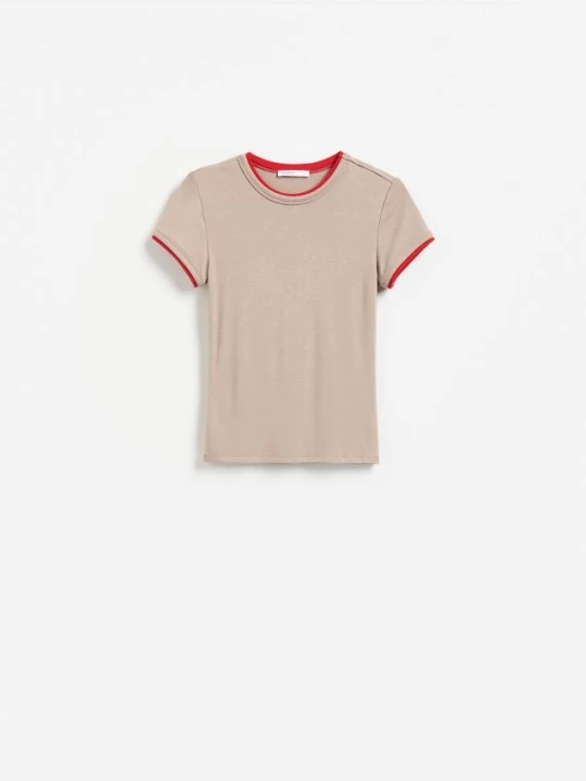 Zdjęcie produktu Reserved - T-shirt z modalem - beżowy