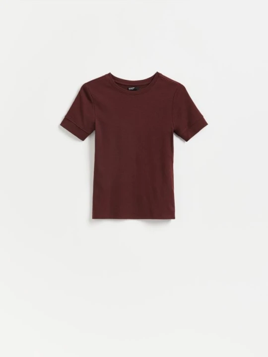 Zdjęcie produktu Reserved - T-shirt z modalem - bordowy