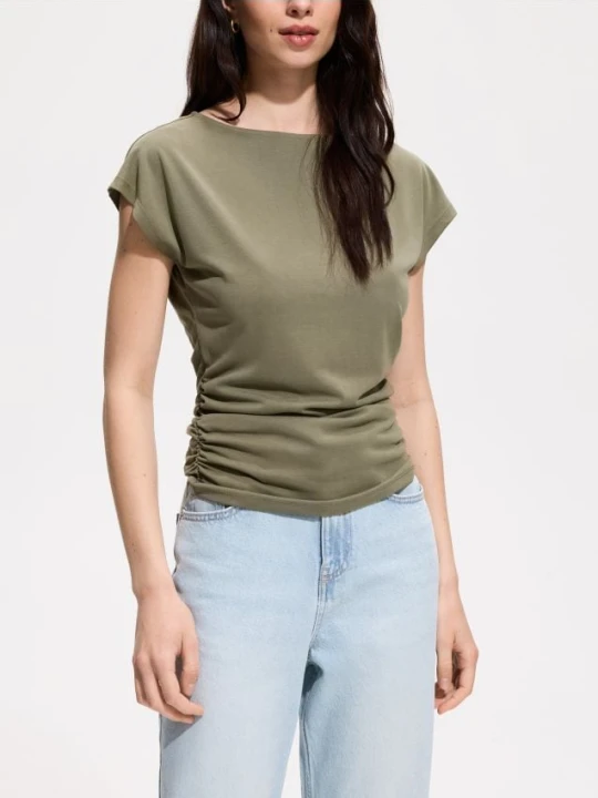 Zdjęcie produktu Reserved - T-shirt z modalem - ciemnozielony