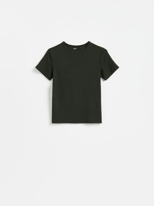 Zdjęcie produktu Reserved - T-shirt z modalem - ciemnozielony