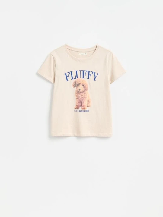 Zdjęcie produktu Reserved - T-shirt z nadrukiem - beżowy