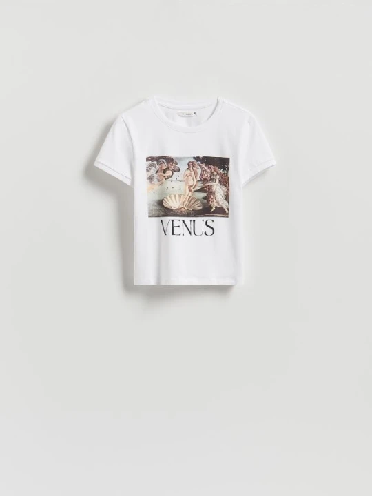 Zdjęcie produktu Reserved - T-shirt z nadrukiem - biały