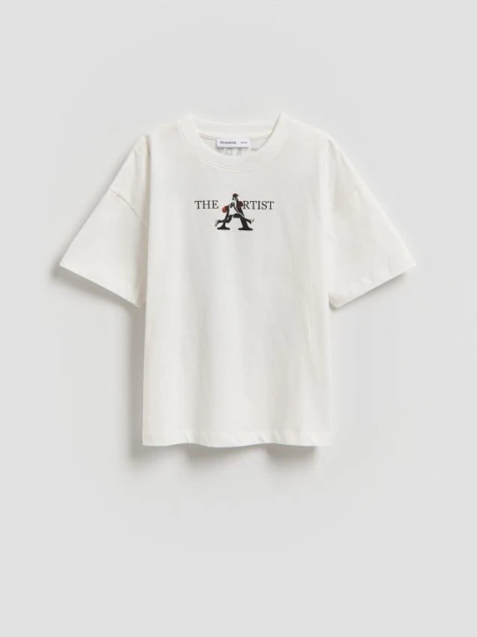Zdjęcie produktu Reserved - T-shirt z nadrukiem - biały