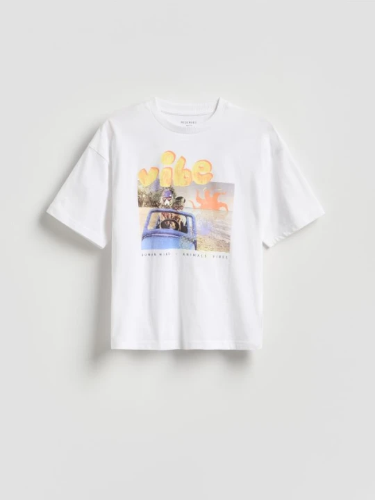 Zdjęcie produktu Reserved - T-shirt z nadrukiem - biały