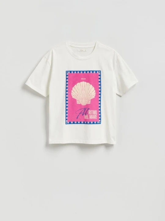 Zdjęcie produktu Reserved - T-shirt z nadrukiem - biały