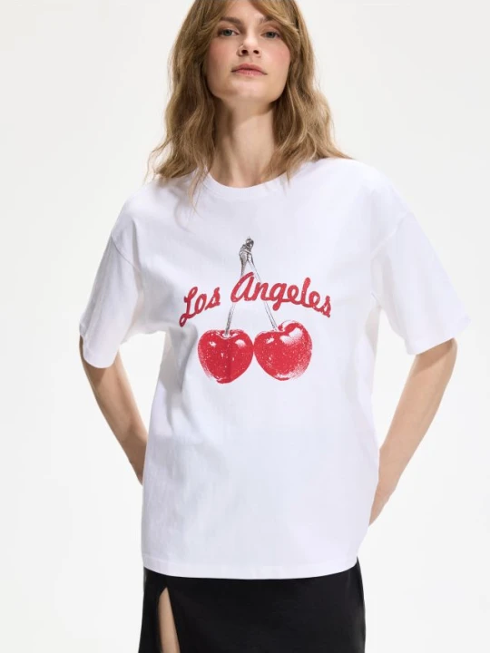 Zdjęcie produktu Reserved - T-shirt z nadrukiem - biały