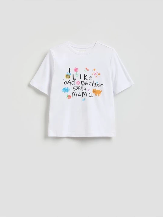 Zdjęcie produktu Reserved - T-shirt z nadrukiem - biały