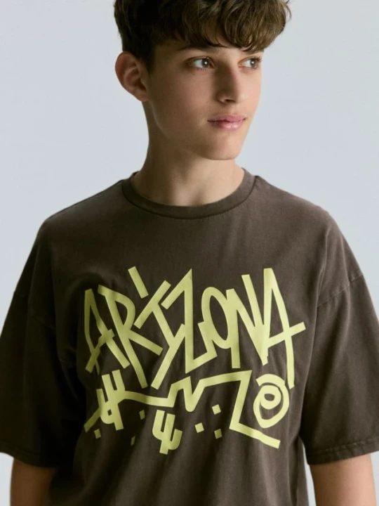 Zdjęcie produktu Reserved - T-shirt z nadrukiem - brązowy