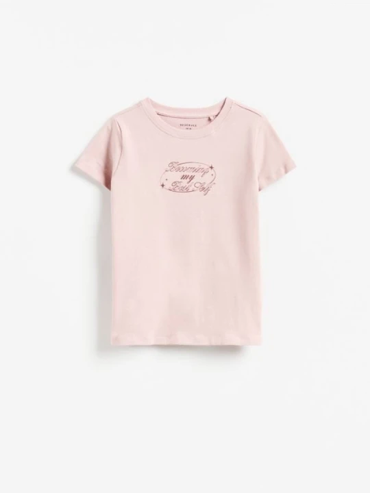 Zdjęcie produktu Reserved - T-shirt z nadrukiem - brudny róż