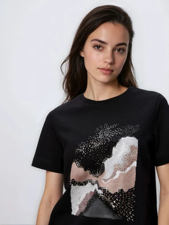 Zdjęcie produktu Reserved - T-shirt z nadrukiem - czarny