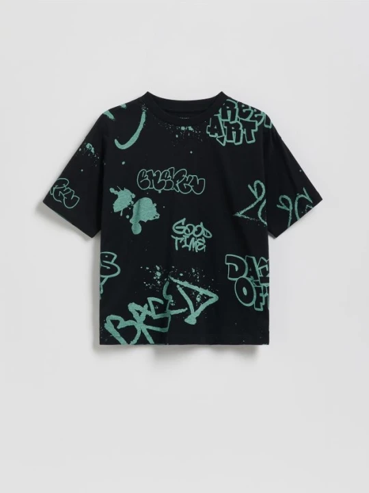 Zdjęcie produktu Reserved - T-shirt z nadrukiem - czarny