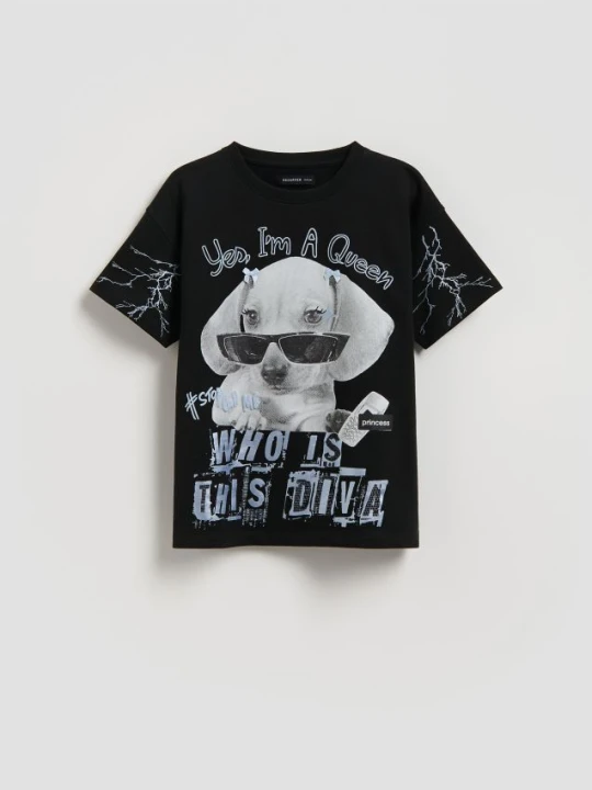 Zdjęcie produktu Reserved - T-shirt z nadrukiem - czarny