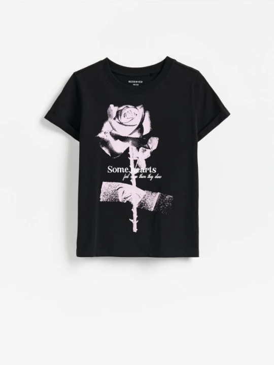 Zdjęcie produktu Reserved - T-shirt z nadrukiem - czarny