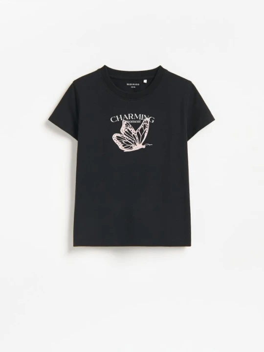 Zdjęcie produktu Reserved - T-shirt z nadrukiem - czarny