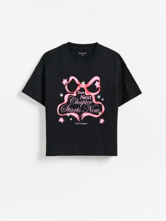 Zdjęcie produktu Reserved - Świąteczny t-shirt - czarny