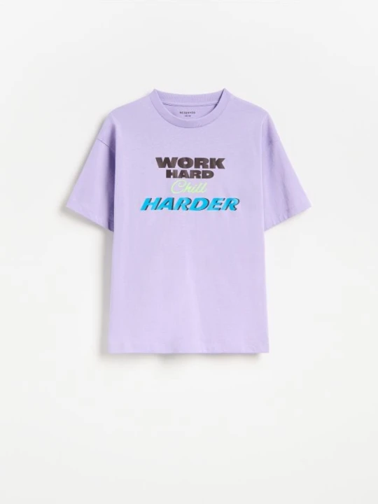Zdjęcie produktu Reserved - T-shirt z nadrukiem - fioletowy