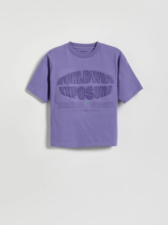 Zdjęcie produktu Reserved - T-shirt z nadrukiem - fioletowy