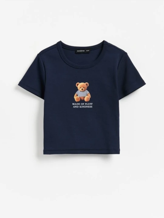 Zdjęcie produktu Reserved - T-shirt z nadrukiem - granatowy
