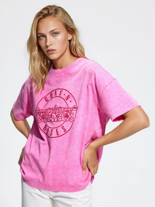 Zdjęcie produktu Reserved - T-shirt z nadrukiem Guns N' Roses - różowy