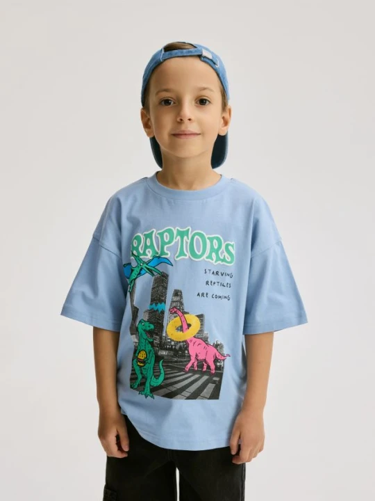 Zdjęcie produktu Reserved - T-shirt z nadrukiem - jasnoniebieski