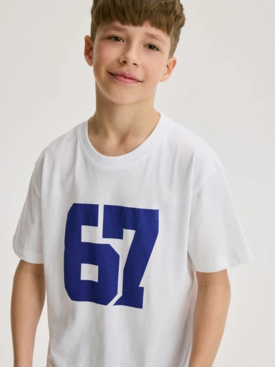 Zdjęcie produktu Reserved - T-shirt z nadrukiem - jasnoniebieski