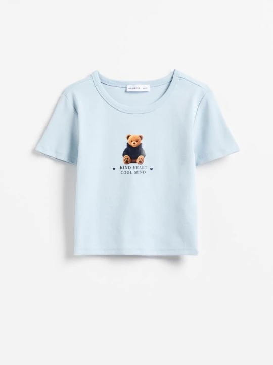 Zdjęcie produktu Reserved - T-shirt z nadrukiem - jasnoniebieski
