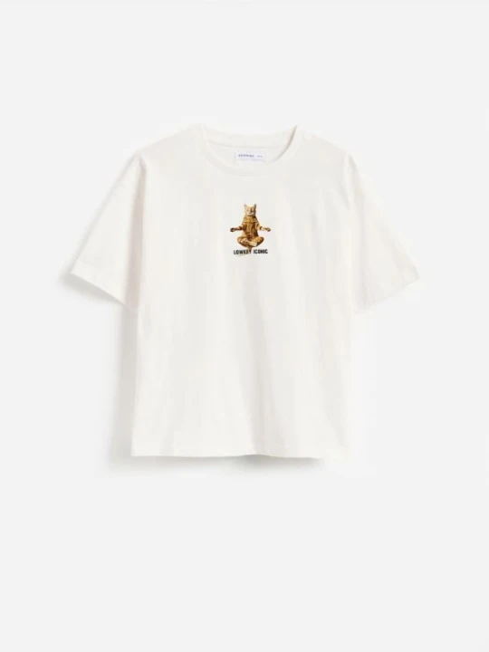 Zdjęcie produktu Reserved - T-shirt z nadrukiem - jasnoszary