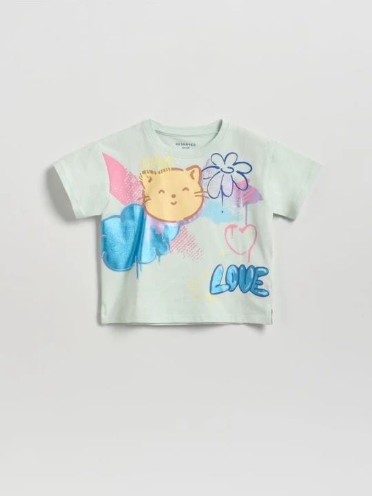 Zdjęcie produktu Reserved - T-shirt z nadrukiem - jasnozielony