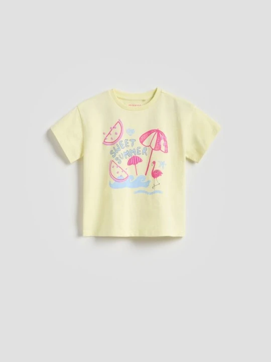 Zdjęcie produktu Reserved - T-shirt z nadrukiem - jasnożółty