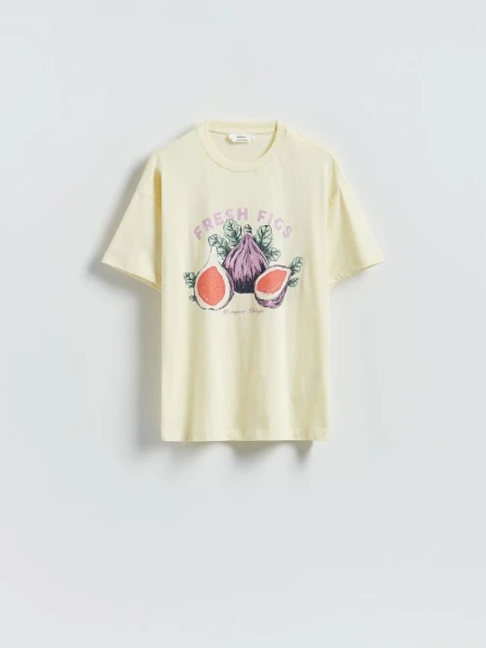 Zdjęcie produktu Reserved - T-shirt z nadrukiem - jasnożółty