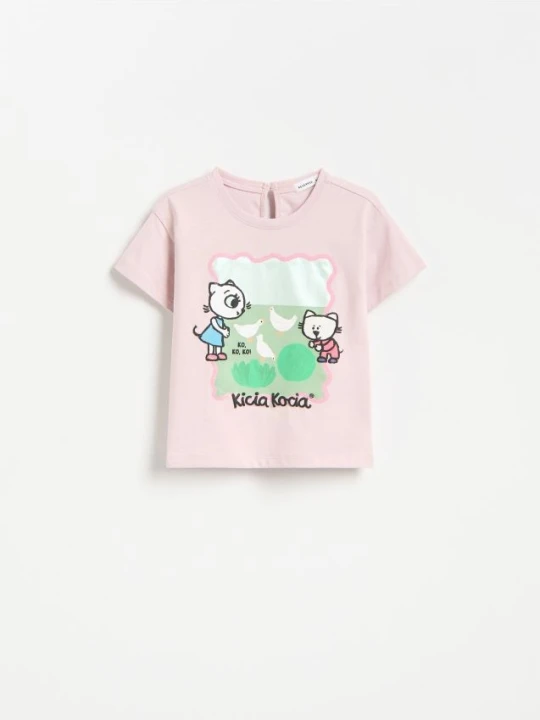 Zdjęcie produktu Reserved - T-shirt z nadrukiem Kicia Kocia - fioletowy