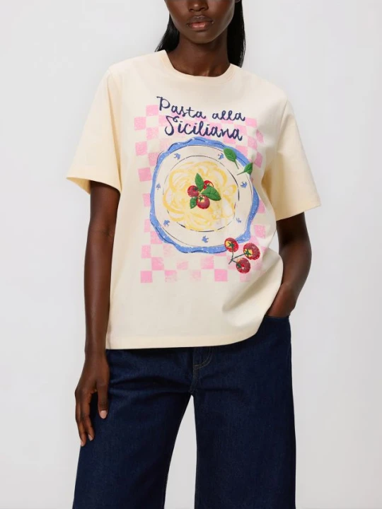 Zdjęcie produktu Reserved - T-shirt z nadrukiem - kremowy